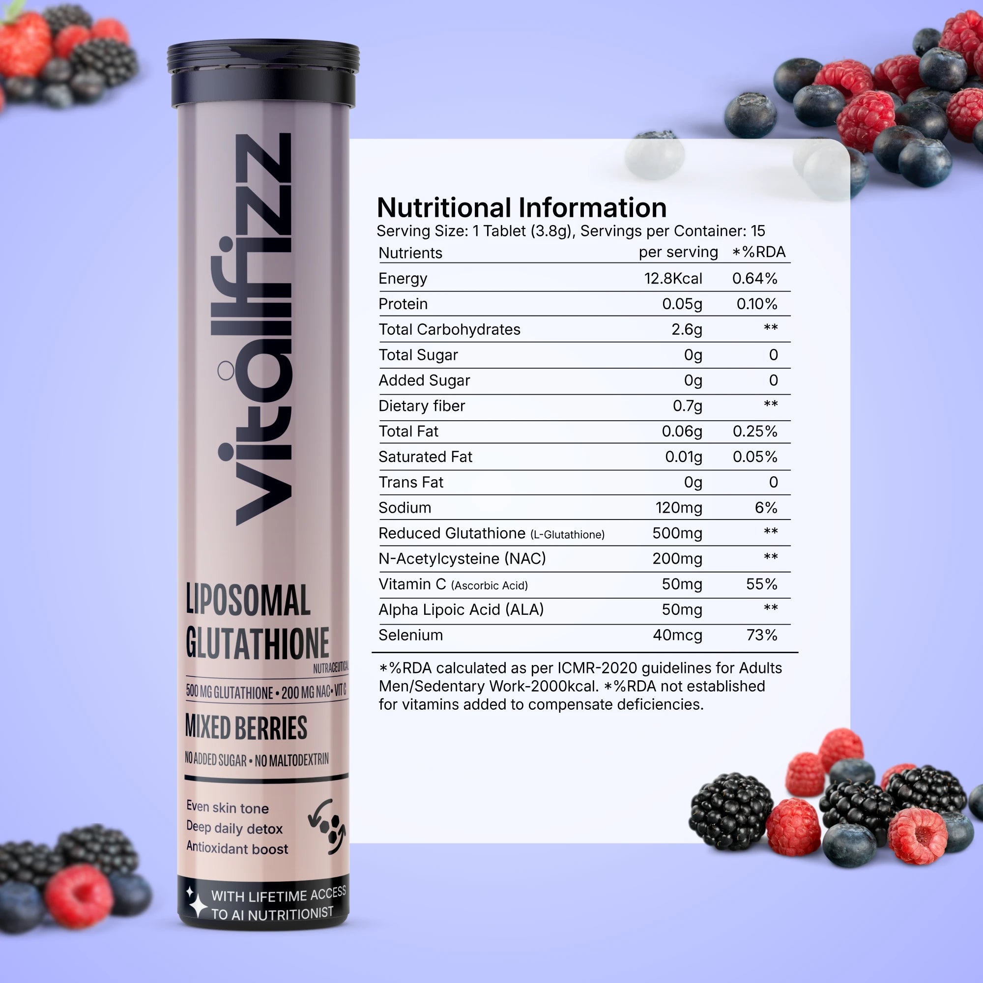 Vitallfizz Liposomal Glutathione | Antioxidant booster | Zero Sugar