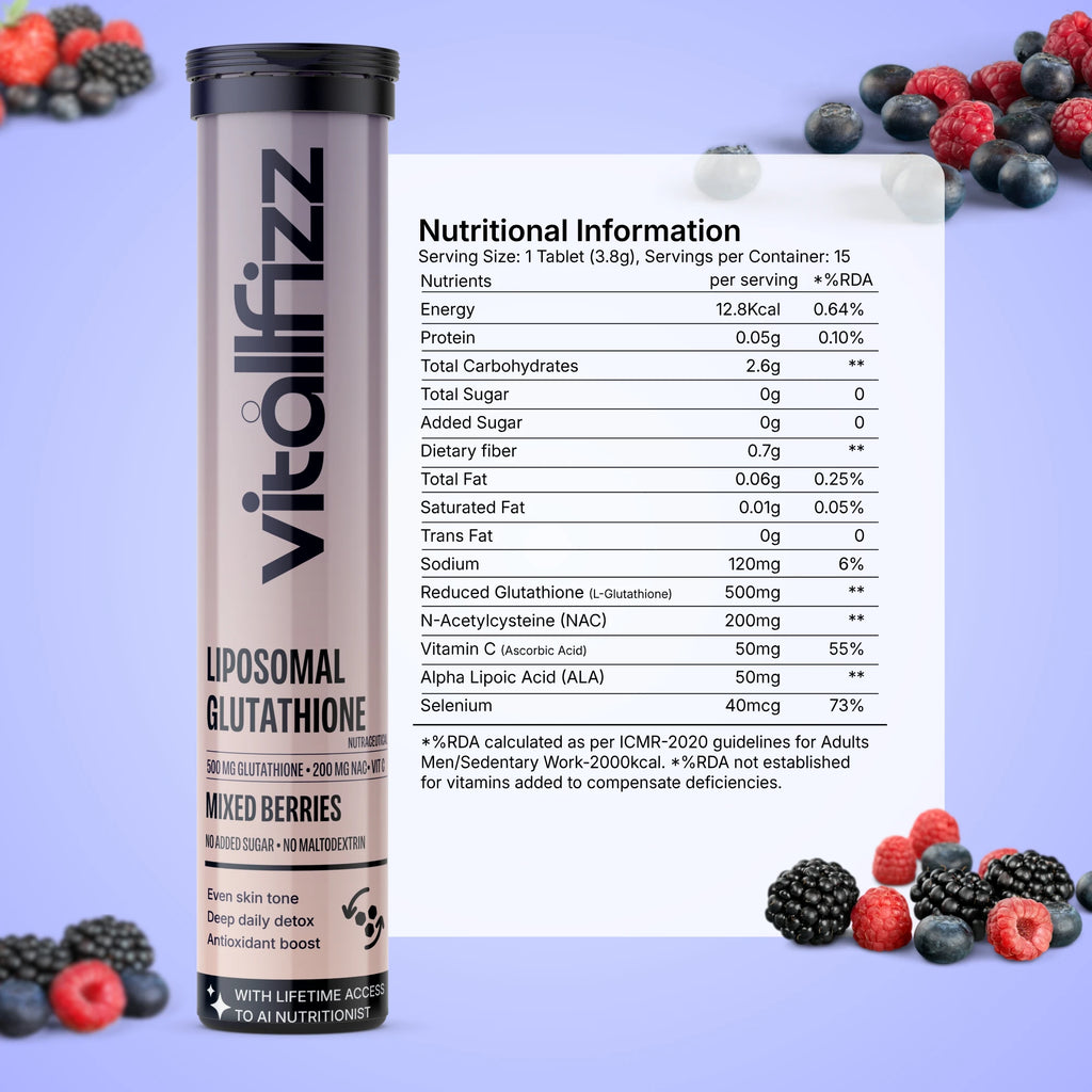 Vitallfizz Liposomal Glutathione | Antioxidant booster | Zero Sugar | Mixed Berry
