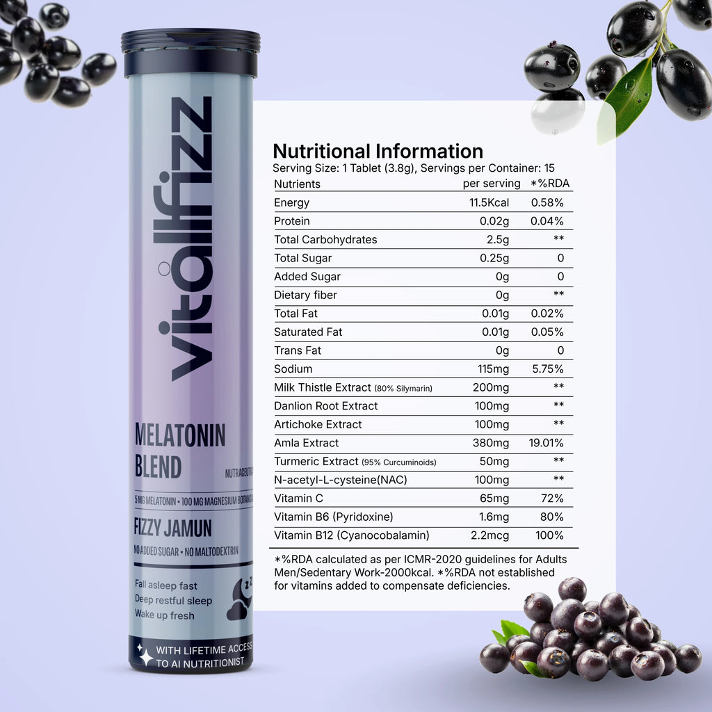 Vitallfizz Melatonin Wellness | Zero Sugar | Fizzy Jamun