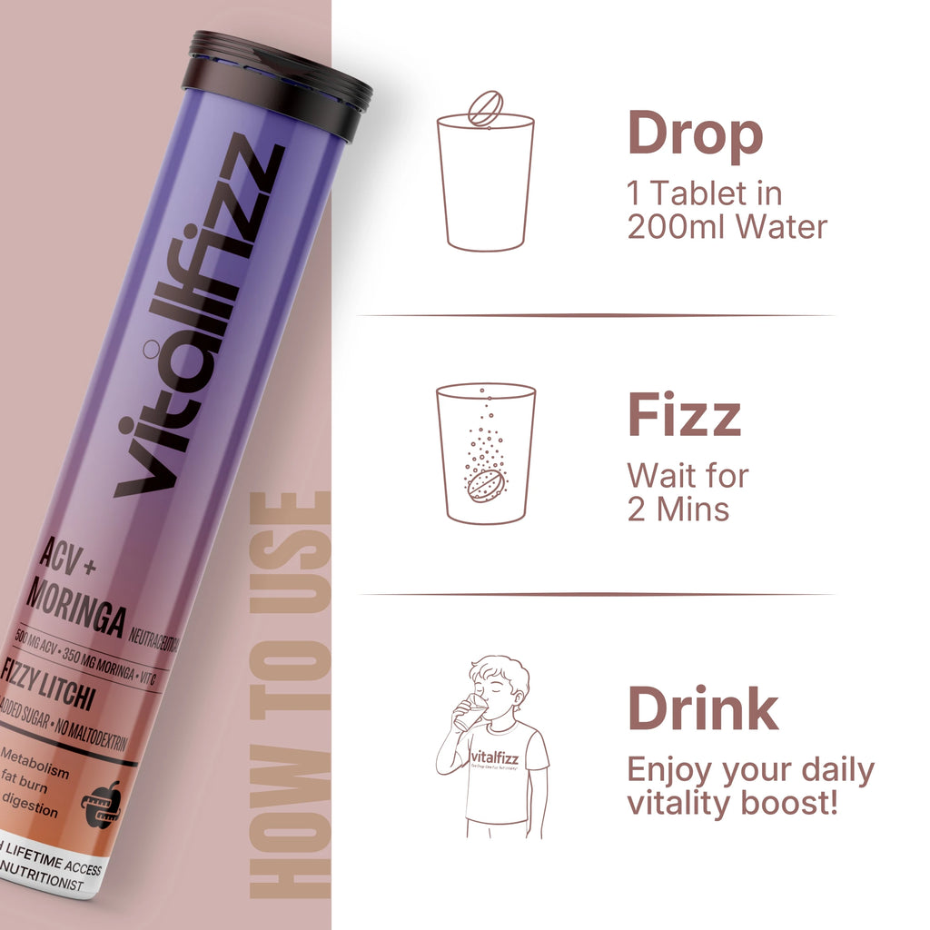 Vitallfizz Moringa ACV | Zero Sugar | Fizzy Litchi