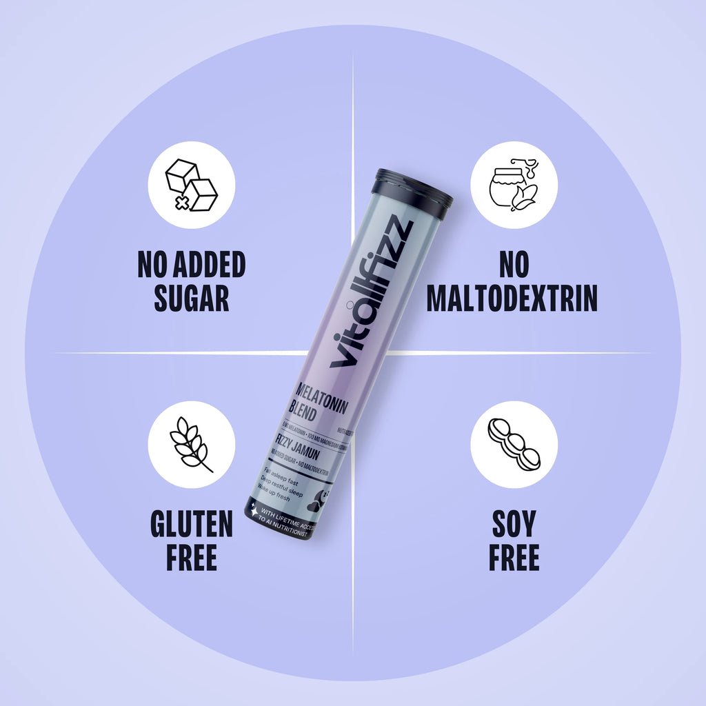 Vitallfizz Melatonin Wellness | Zero Sugar | Fizzy Jamun