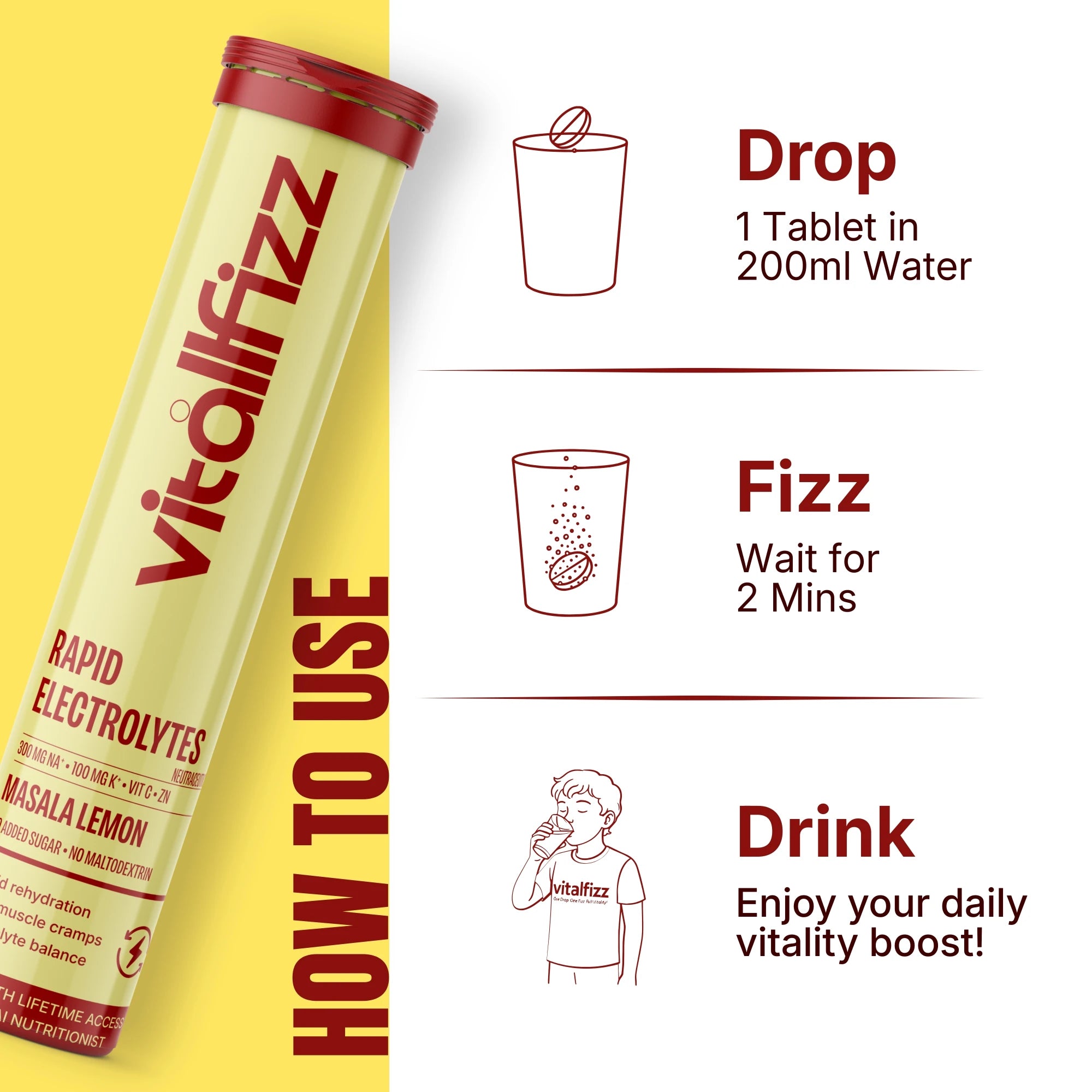 Vitallfizz Electrolytes | Zero Sugar | Masala Lemon