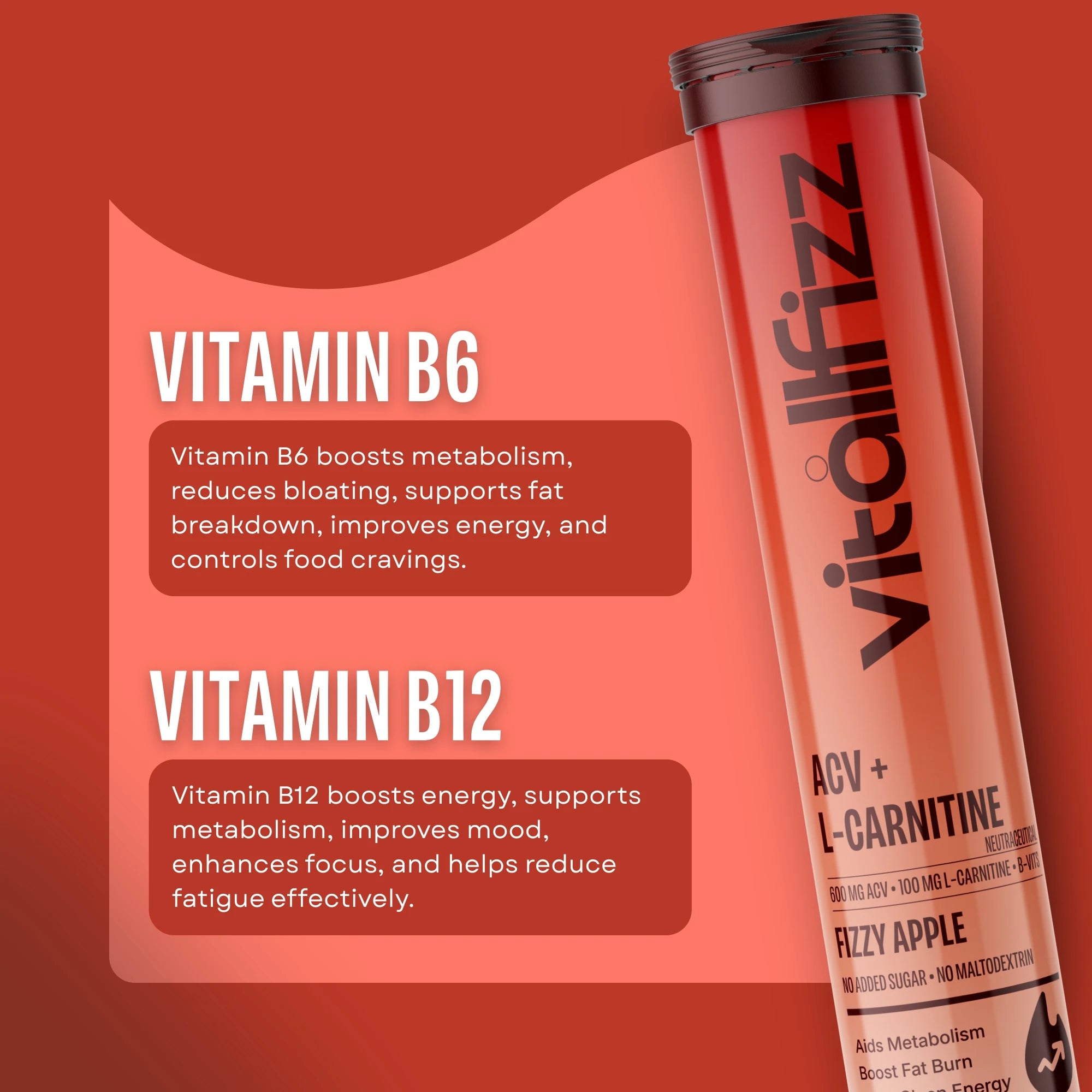 Vitallfizz ACV + L-Carnitine | Metabolism Booster | Zero Sugar | Fizzy Apple
