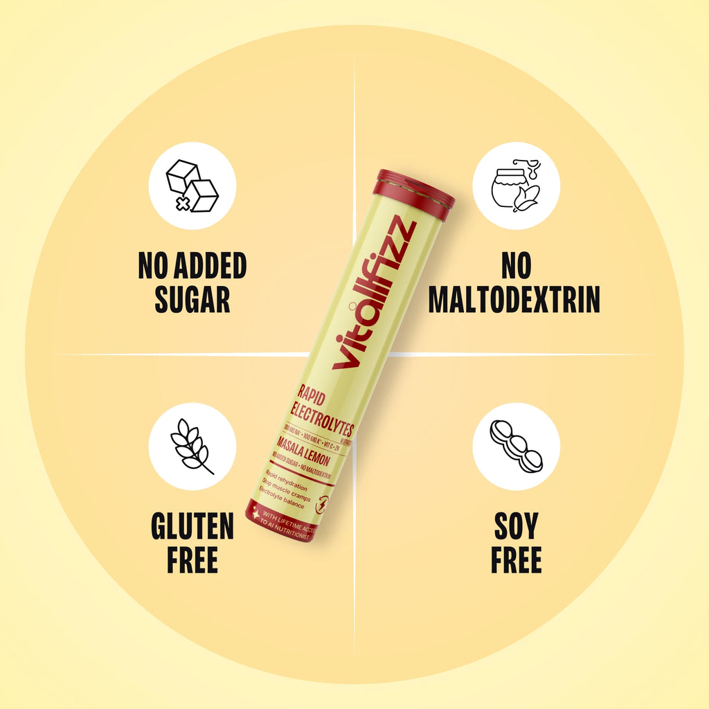 Vitallfizz Electrolytes | Zero Sugar | Masala Lemon
