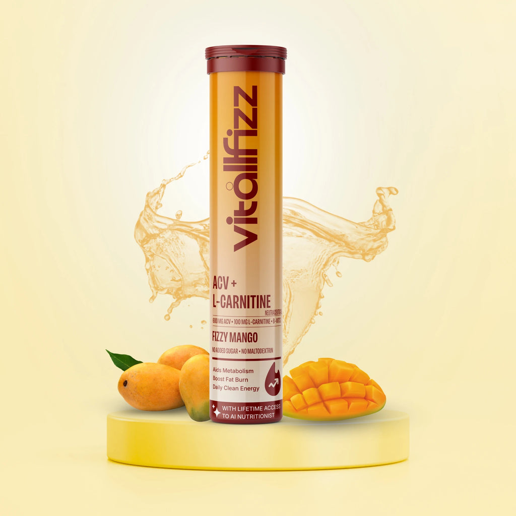 Vitallfizz ACV + L-Carnitine | Metabolism Booster | Zero Sugar | Fizzy Mango