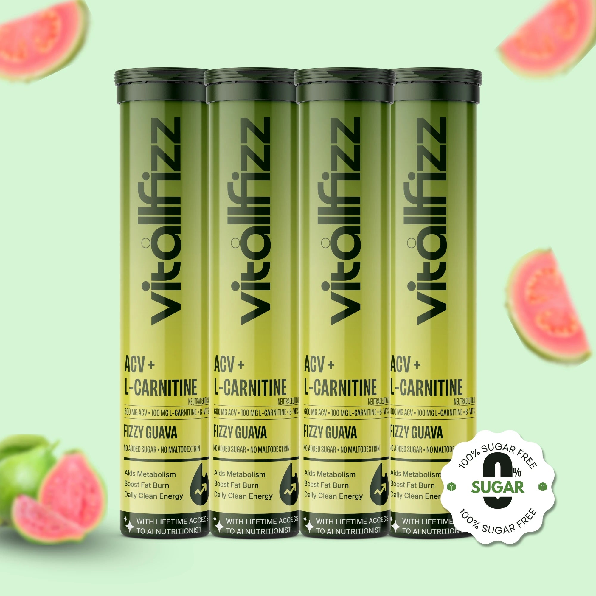 Vitallfizz ACV + L-Carnitine | Metabolism Booster | Zero Sugar | Fizzy Apple