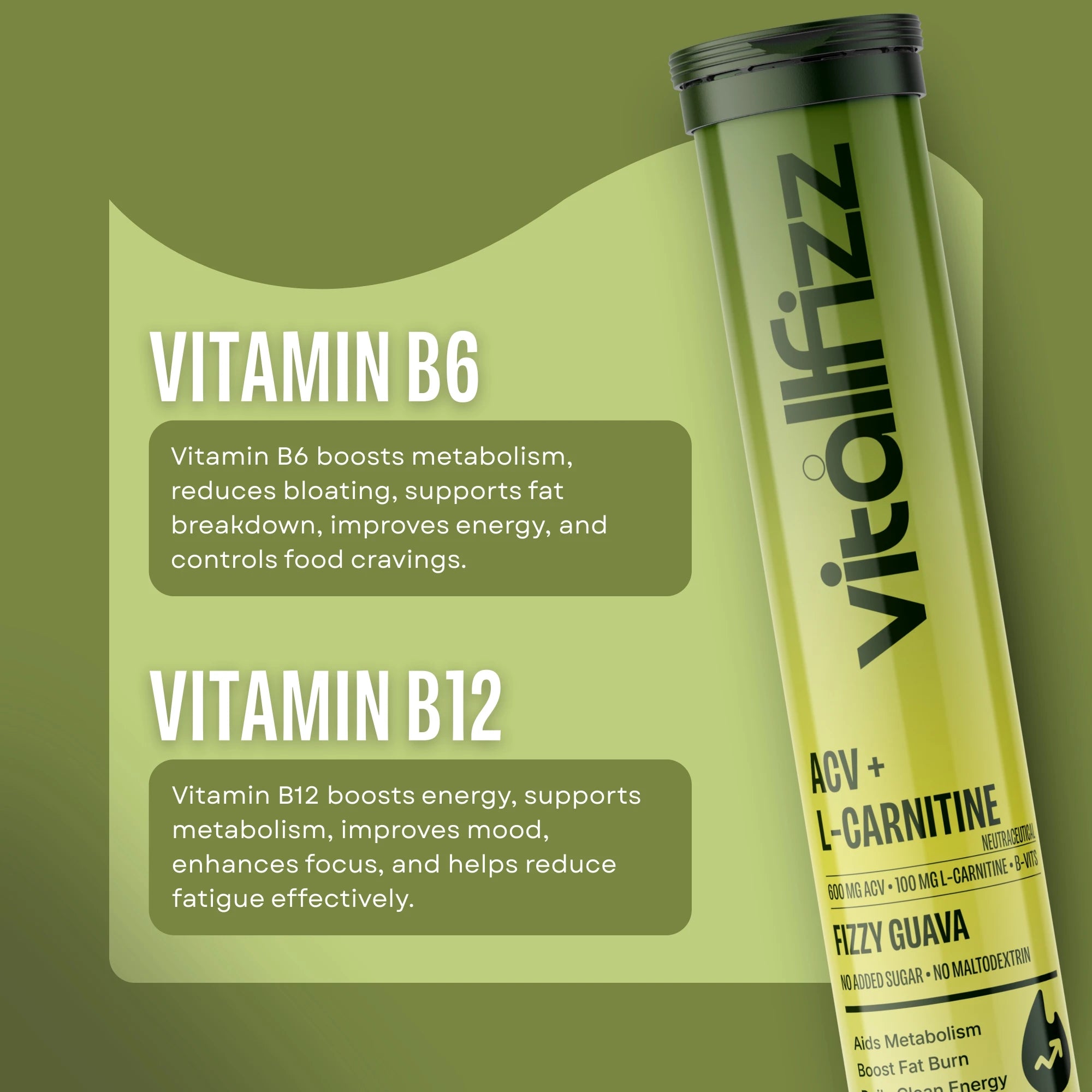 Vitallfizz ACV + L-Carnitine | Metabolism Booster | Zero Sugar | Fizzy Apple