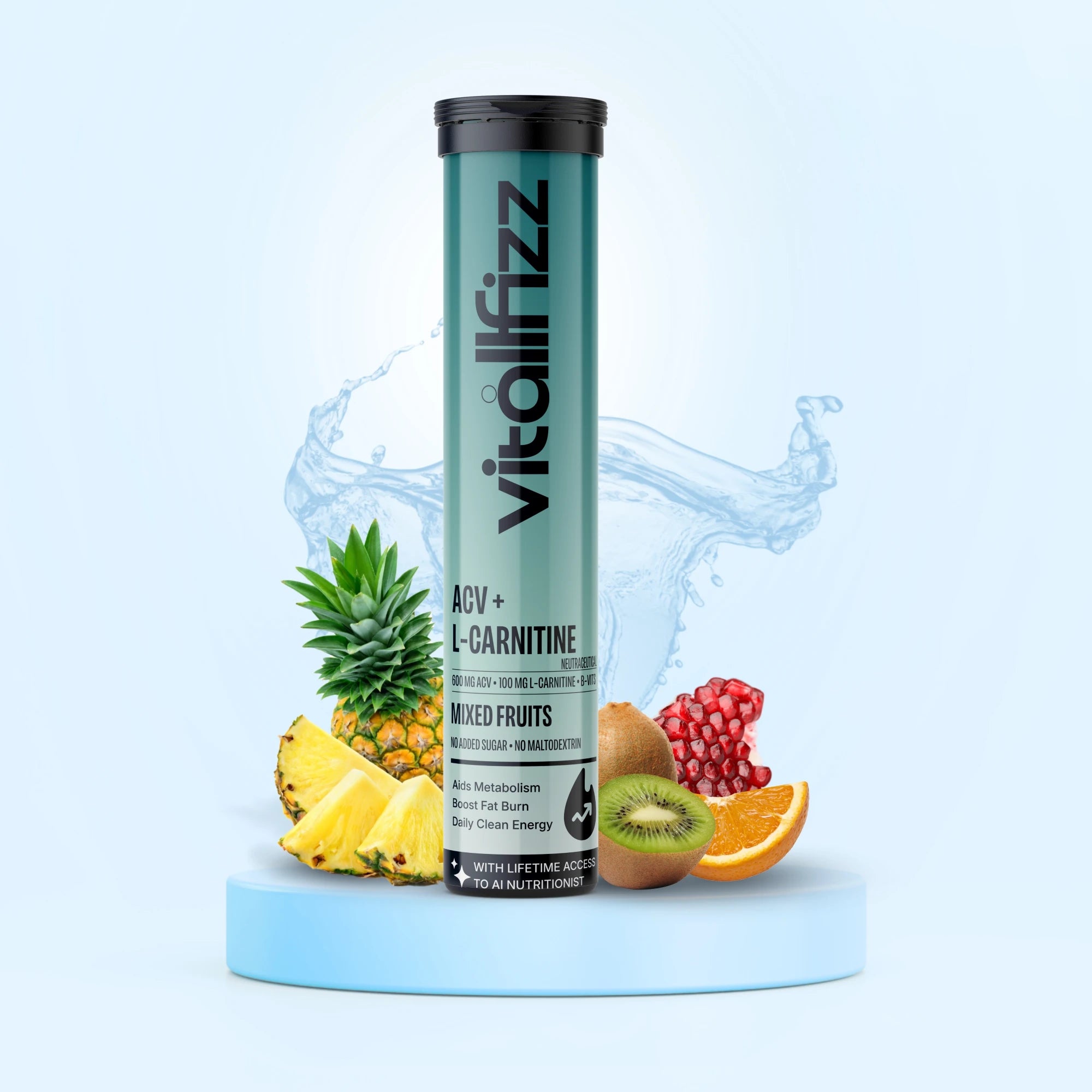 Vitallfizz ACV + L-Carnitine | Metabolism Booster | Zero Sugar | Mixed Fruits
