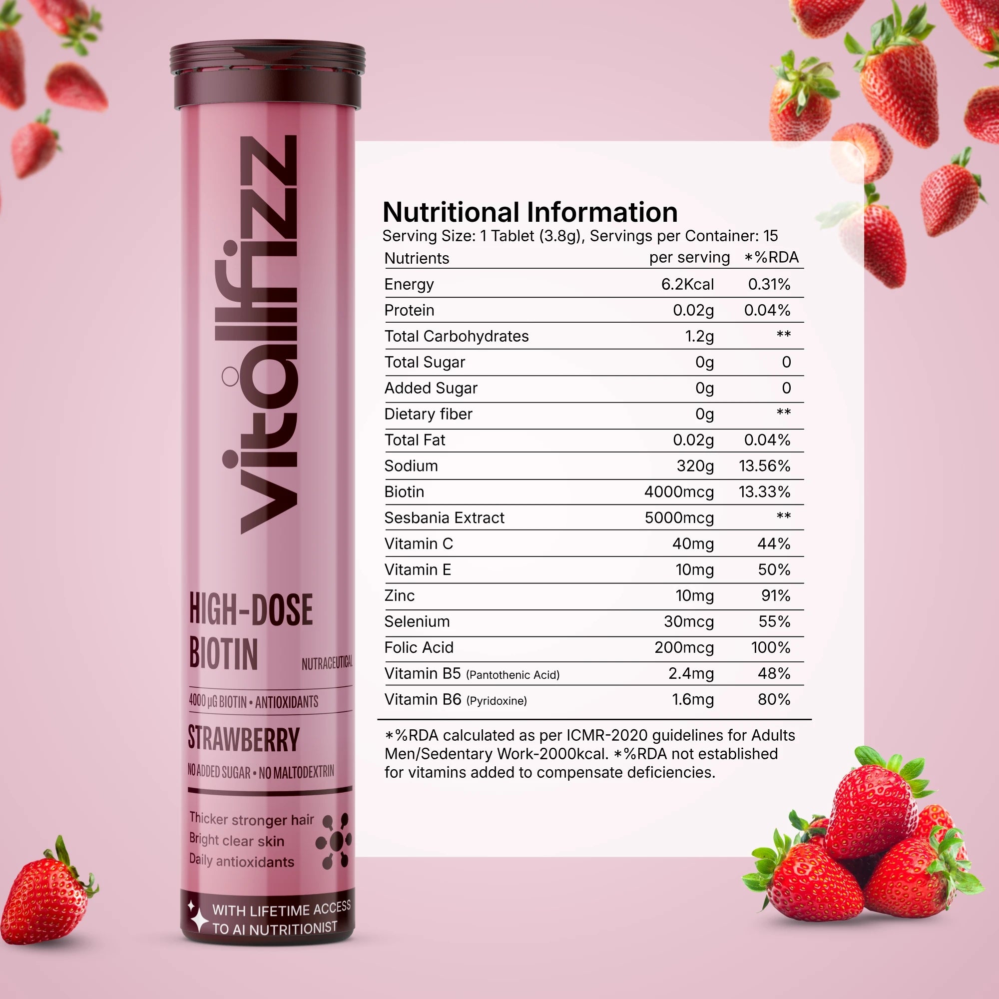 Vitallfizz Biotin | Zero Sugar | Strawberry