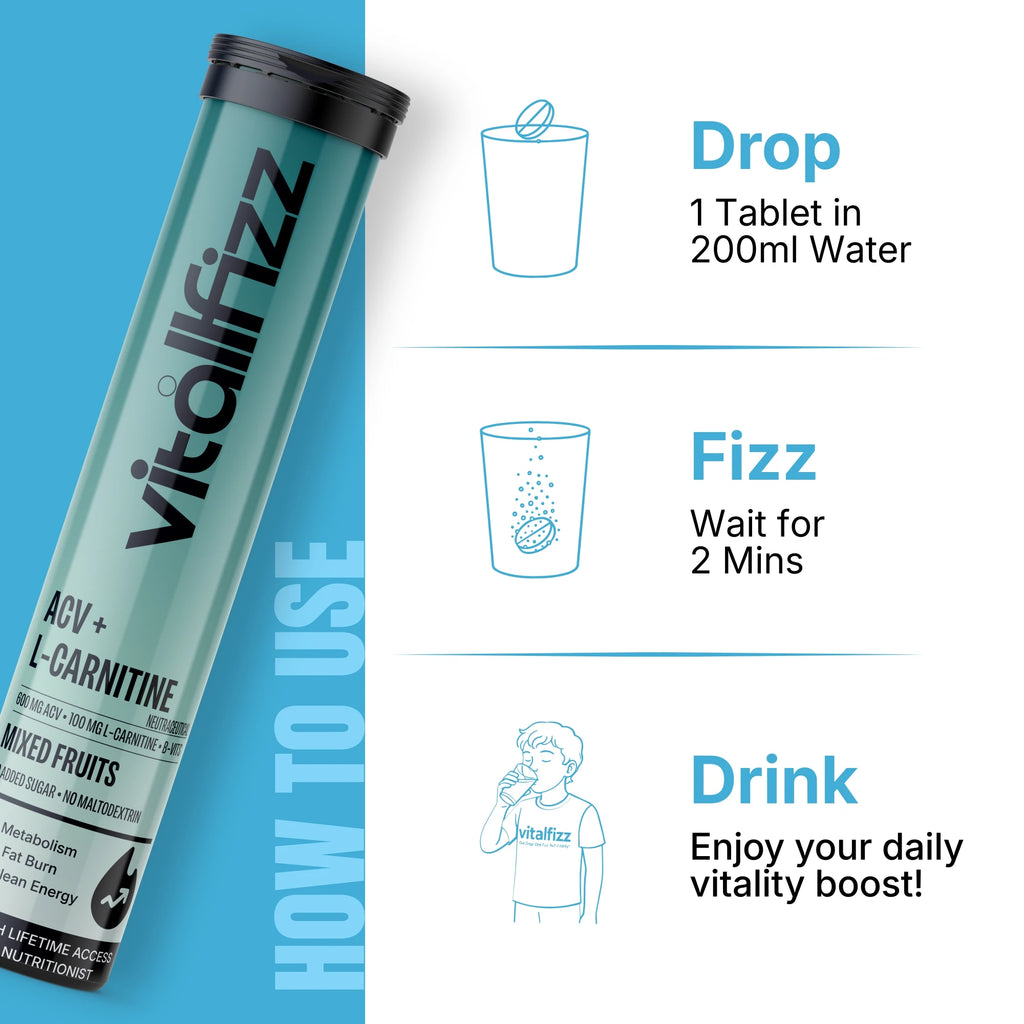 Vitallfizz ACV + L-Carnitine | Metabolism Booster | Zero Sugar | Mixed Fruits