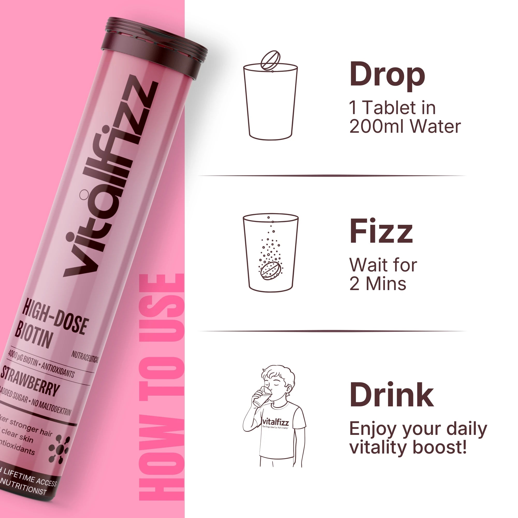 Vitallfizz Biotin | Zero Sugar | Strawberry
