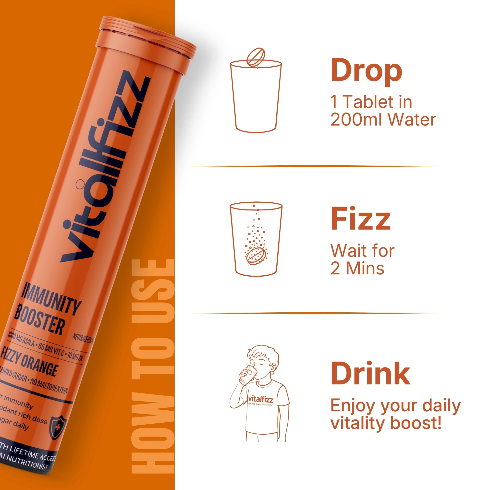Vitallfizz Vitamin C | Zero Sugar | Fizzy Orange