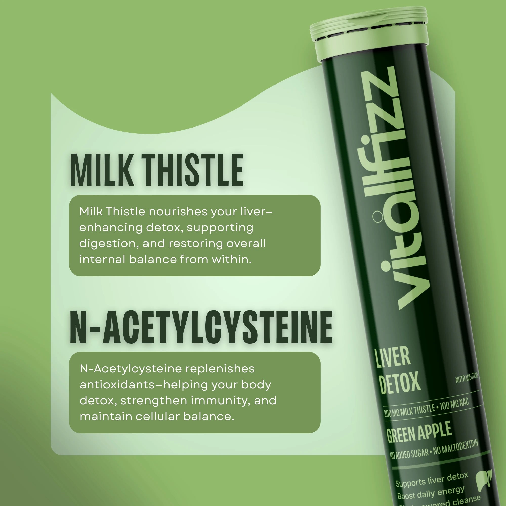 Vitallfizz Liver Detox | Zero Sugar | Green Apple