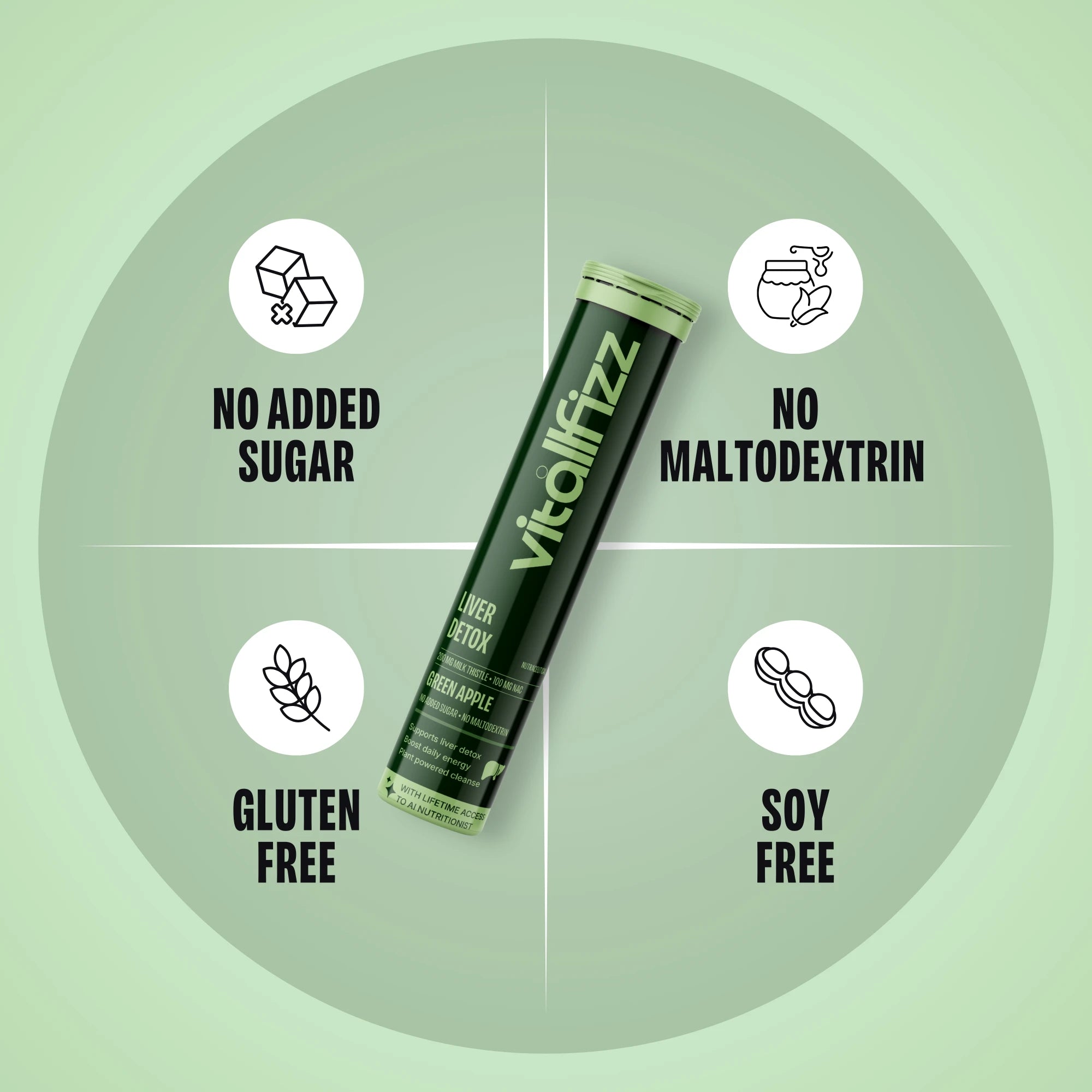 Vitallfizz Liver Detox | Zero Sugar | Green Apple