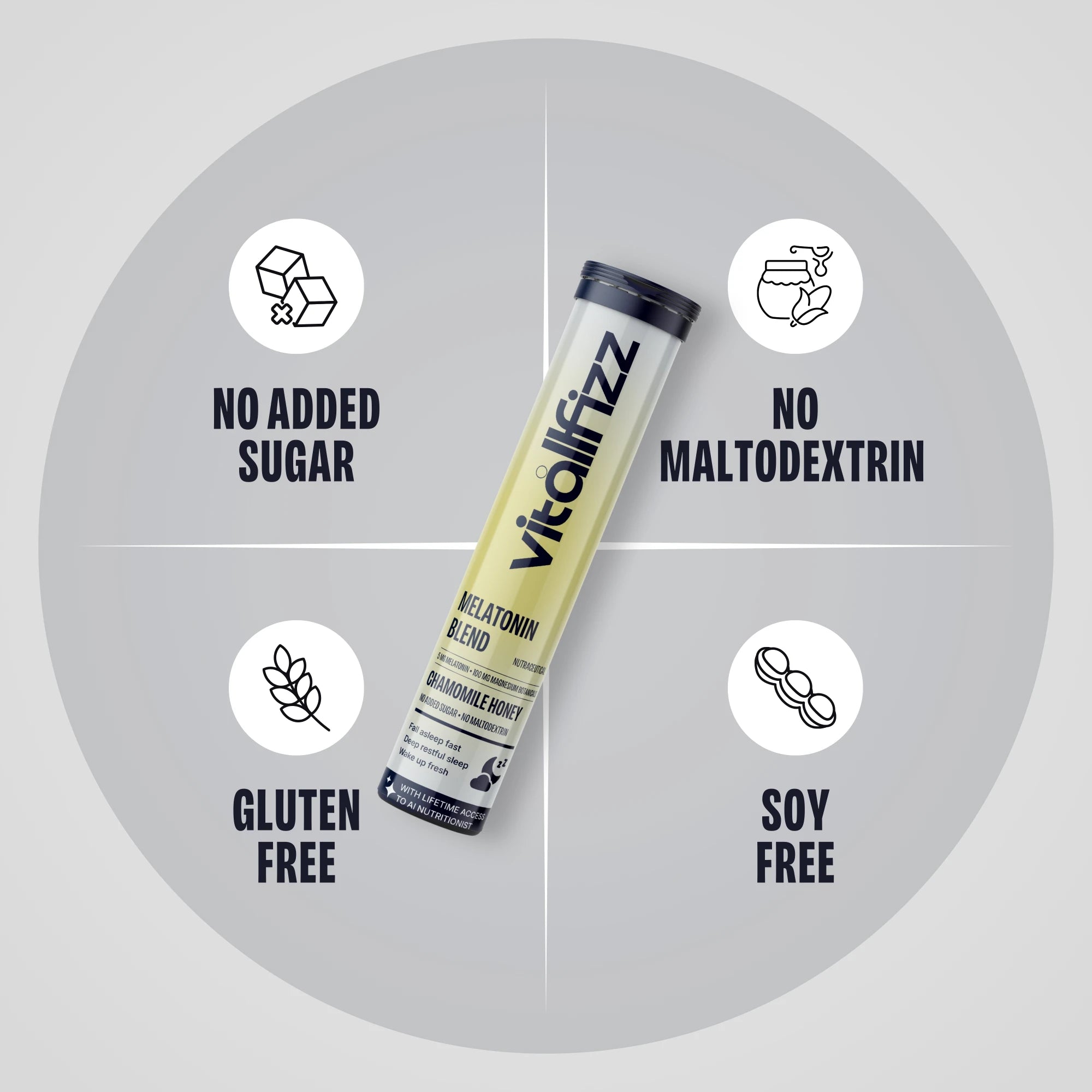 Vitallfizz Melatonin Wellness | Zero Sugar | Chamomile Honey Calm
